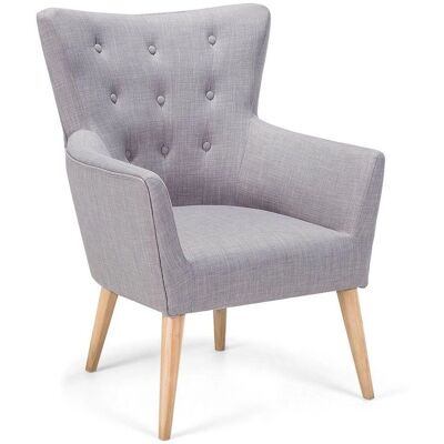 Beliani Sessel Grau Stoff Polsterung Knöpfe Holzbeine Retro Stil - Sessel Beliani Sessel Grau Stoff Polsterung Knöpfe Holzbeine Retro Stil - Sessel
