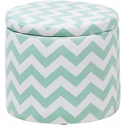 Taburete de almacenamiento Chevron verde menta y blanco - Asiento Taburete de almacenamiento Chevron verde menta y blanco - Asiento