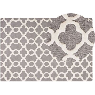 Beliani Wollbereichs-Teppich 140 x 200 cm - Grau Muster Beliani Wollbereichs-Teppich 140 x 200 cm - Grau Muster