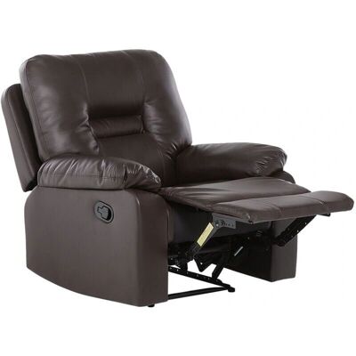 Sillón Recliner de Piel Sintética Marrón Ajustable - Beliani Sillón Recliner de Piel Sintética Marrón Ajustable - Beliani