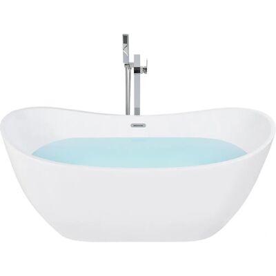 Beliani Baignoire Blanche avec Argent Sanitaire Acier Simple 170 x 77 cm Moderne - Baignoire - Publicité Beliani Baignoire Blanche avec Argent Sanitaire Acier Simple 170 x 77 cm Moderne - Baignoire - Publicité