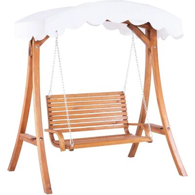 Altalena da Giardino Beliani - Struttura in Legno di Larice, Tessuto Bianco, 2 Posti, Esterno, Indipendente Altalena da Giardino Beliani - Struttura in Legno di Larice, Tessuto Bianco, 2 Posti, Esterno, Indipendente