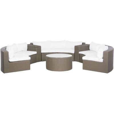 Set da Giardino a Forma di U Marrone con Cuscini - 9 Posti Set da Giardino a Forma di U Marrone con Cuscini - 9 Posti