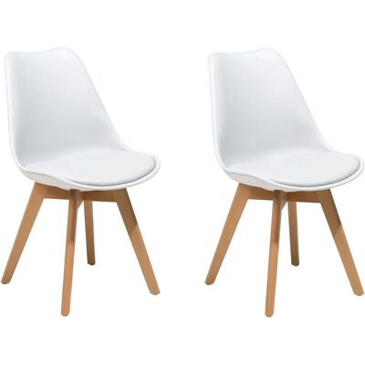 Ensemble de 2 chaises à manger en blanc cuir synthétique - Chaises de salle à manger - Publicité Ensemble de 2 chaises à manger en blanc cuir synthétique - Chaises de salle à manger - Publicité