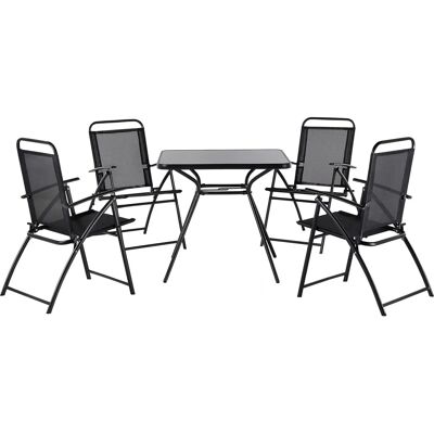 Set da Pranzo Esterno in Acciaio Nero Beliani - 4 Pezzi Set da Pranzo Esterno in Acciaio Nero Beliani - 4 Pezzi