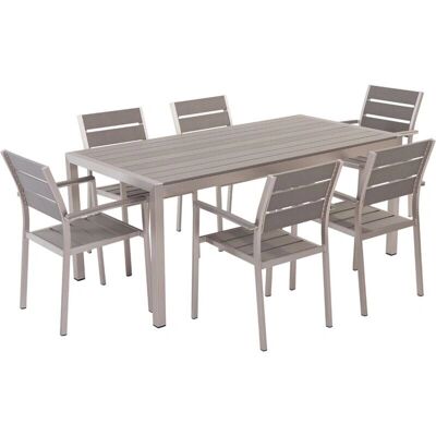 Set da Pranzo da Giardino Beliani - Grigio Moderno 6 Posti Set da Pranzo da Giardino Beliani - Grigio Moderno 6 Posti