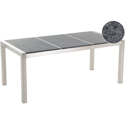 Beliani Tavolo da Giardino Grigio e Argento - Resistente all'Esterno 6 Posti Beliani Tavolo da Giardino Grigio e Argento - Resistente all'Esterno 6 Posti