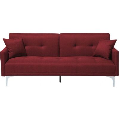 Sofá Cama Beliani Rojo Oscuro - 3 Plazas Convertible Sofá Cama Beliani Rojo Oscuro - 3 Plazas Convertible