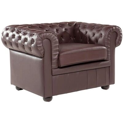Beliani Fauteuil Chesterfield - Cuir Marron - Fauteuil - Publicité Beliani Fauteuil Chesterfield - Cuir Marron - Fauteuil - Publicité