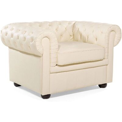 Sillón Chesterfield Beige de Beliani - Cuero - Estilo Contemporáneo Sillón Chesterfield Beige de Beliani - Cuero - Estilo Contemporáneo