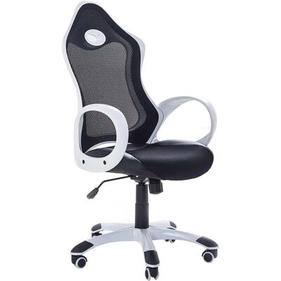 Chaise de bureau Beliani Noir Blanc en maille Ergonomique Pivotante Réglable - Publicité Chaise de bureau Beliani Noir Blanc en maille Ergonomique Pivotante Réglable - Publicité
