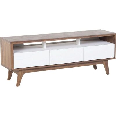 Soporte de TV Beliani - Estante moderna color marrón/blanco con cajones Soporte de TV Beliani - Estante moderna color marrón/blanco con cajones