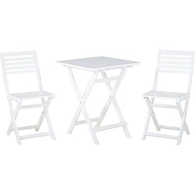 Set bistrò in legno di acacia bianca Beliani - Arredamento da giardino Set bistrò in legno di acacia bianca Beliani - Arredamento da giardino