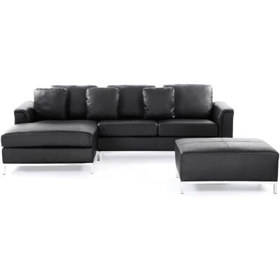 Beliani Schwarzes Leder Ecksofa - Modernes Design, Ottoman, 151x64x270 Beliani Schwarzes Leder Ecksofa - Modernes Design, Ottoman, 151x64x270