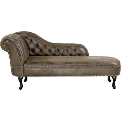 Beliani NIMES Canapé-Lit Chesterfield Côté Gauche en Simili-Cuir Marron - Chaise Lounge - Publicité Beliani NIMES Canapé-Lit Chesterfield Côté Gauche en Simili-Cuir Marron - Chaise Lounge - Publicité