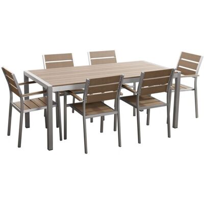 Set da pranzo esterno Beliani Legno Chiaro per 6 - Set da pranzo Set da pranzo esterno Beliani Legno Chiaro per 6 - Set da pranzo