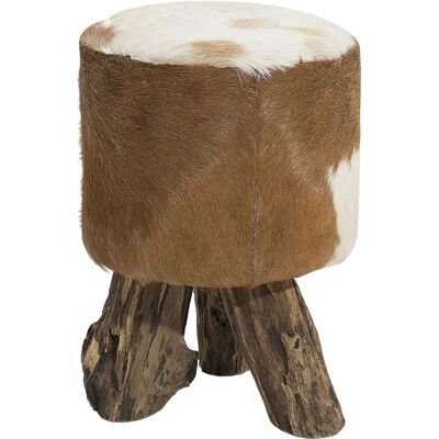 Pouf Beliani en cuir de chèvre bois de teck style rustique - Siège ou repose-pieds - Publicité Pouf Beliani en cuir de chèvre bois de teck style rustique - Siège ou repose-pieds - Publicité