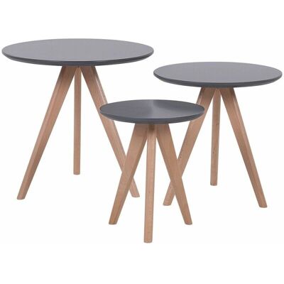 Beliani - Ensemble de 3 tables gigognes - Style scandinave - MDF gris - Publicité Beliani - Ensemble de 3 tables gigognes - Style scandinave - MDF gris - Publicité