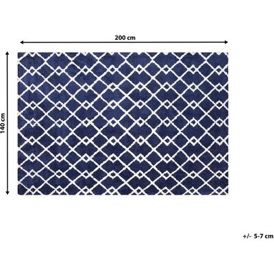 Alfombra rectangular geométrica azul de Beliani - Alfombra moderna de poliéster Alfombra rectangular geométrica azul de Beliani - Alfombra moderna de poliéster