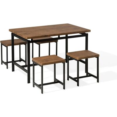 Ensemble de Salle à Manger en Bois Foncé Beliani - Table Rectangulaire 120x75cm 4 Places - Publicité Ensemble de Salle à Manger en Bois Foncé Beliani - Table Rectangulaire 120x75cm 4 Places - Publicité