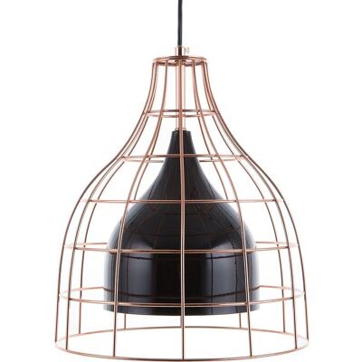 Beliani Lámpara de Techo de Metal Negro 121 cm Pantalla Jaula Cobre Industrial - Lámpara de Techo Beliani Lámpara de Techo de Metal Negro 121 cm Pantalla Jaula Cobre Industrial - Lámpara de Techo