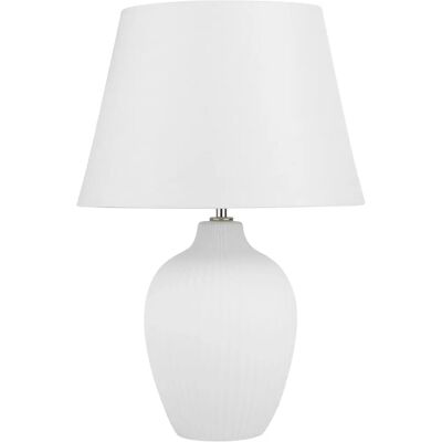 Lampe de Table en Céramique Blanche FERGUS Beliani - Style Rétro Lampe de Table en Céramique Blanche FERGUS Beliani - Style Rétro