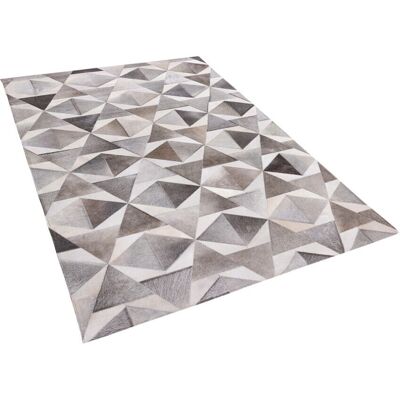 Alfombra de cuero gris Beliani 140x200 cm Moderna Alfombra de cuero gris Beliani 140x200 cm Moderna