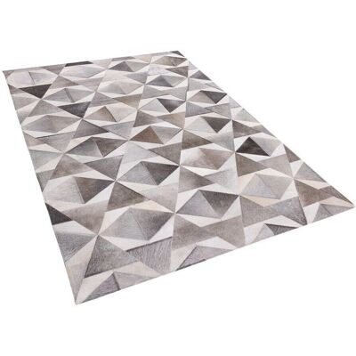 Tapis en cuir gris Beliani - Rectangulaire moderne 160x230cm - Publicité Tapis en cuir gris Beliani - Rectangulaire moderne 160x230cm - Publicité