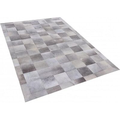 Alfombra de cuero gris patchwork Beliani - Tapete Alfombra de cuero gris patchwork Beliani - Tapete