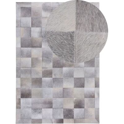 Alfombra de piel gris de Beliani 140 x 200 cm Patchwork - Alfombra Alfombra de piel gris de Beliani 140 x 200 cm Patchwork - Alfombra