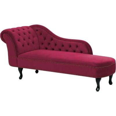 Beliani Chaise Longue Velours Burgundy Côté Gauche - Publicité Beliani Chaise Longue Velours Burgundy Côté Gauche - Publicité