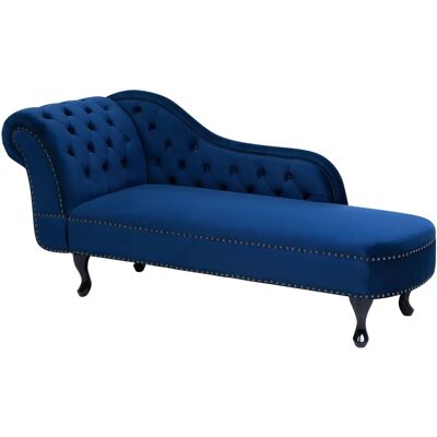Beliani Canapé-Lit Velours Bleu à Gauche - 61x79x170 - Mobilier élégant pour salon - Publicité Beliani Canapé-Lit Velours Bleu à Gauche - 61x79x170 - Mobilier élégant pour salon - Publicité
