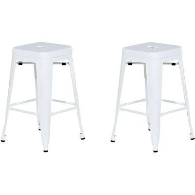 Beliani Ensemble de 2 Tabourets de Bar Blancs - Style Industriel - Publicité Beliani Ensemble de 2 Tabourets de Bar Blancs - Style Industriel - Publicité