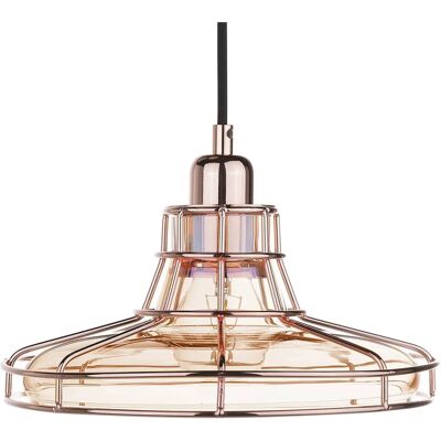 Lámpara colgante Beliani jaula de cobre pantalla de cristal estilo vintage antiguo - Lámpara de techo Lámpara colgante Beliani jaula de cobre pantalla de cristal estilo vintage antiguo - Lámpara de techo