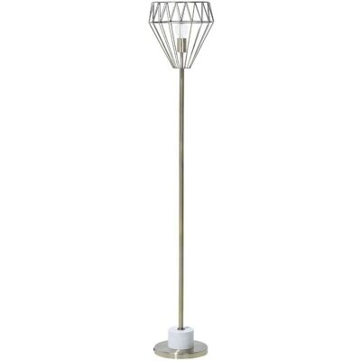 Lámpara de pie de latón Beliani - Pantalla con jaula geométrica Luz industrial Lámpara de pie de latón Beliani - Pantalla con jaula geométrica Luz industrial