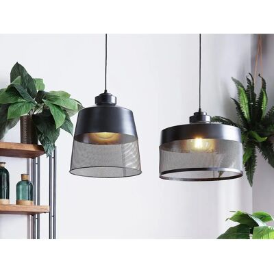Beliani Lámpara Colgante de Metal MUGA - Luz de Techo Negra Industrial Beliani Lámpara Colgante de Metal MUGA - Luz de Techo Negra Industrial