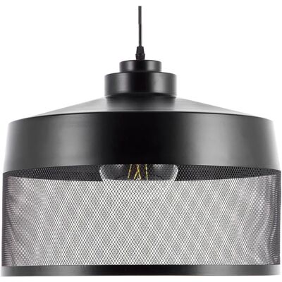 Lámpara colgante negra Beliani Diseño industrial para techo Lámpara colgante negra Beliani Diseño industrial para techo