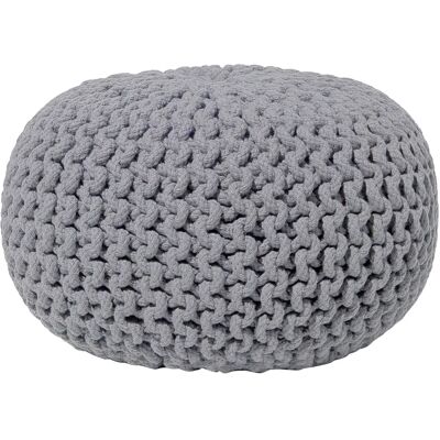 Beliani Puff de Algodón Tricotado Gris Oscuro - 40x25 cm Beliani Puff de Algodón Tricotado Gris Oscuro - 40x25 cm