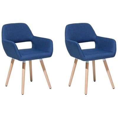 Beliani Ensemble de 2 Chaises de Salle à Manger en Tissu Bleu Pieds en Bois Style Éclectique Moderne - Chaises de Salle à Manger - Publicité Beliani Ensemble de 2 Chaises de Salle à Manger en Tissu Bleu Pieds en Bois Style Éclectique Moderne - Chaises de Salle à Manger - Publicité