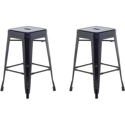 Beliani Ensemble de 2 tabourets de bar en acier noir - Type de produit - Publicité Beliani Ensemble de 2 tabourets de bar en acier noir - Type de produit - Publicité