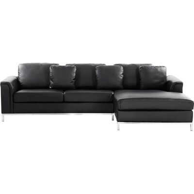 Sofá Esquina de Cuero Negro de Beliani - Corner Sofa Sofá Esquina de Cuero Negro de Beliani - Corner Sofa
