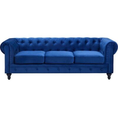Sofá Chesterfield de Terciopelo Azul Beliani Patas Negras - Sofá Sofá Chesterfield de Terciopelo Azul Beliani Patas Negras - Sofá