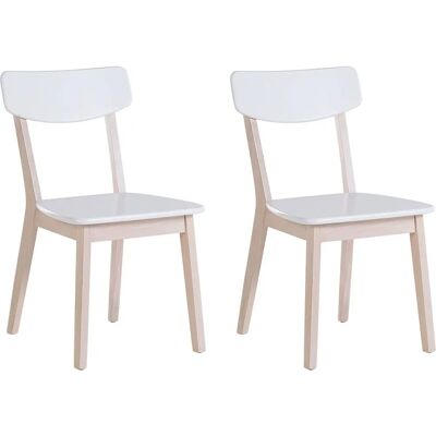 Ensemble de 2 Chaises de Salle à Manger Blanches Pieds en Bois Clair - Chaises de Salle à Manger - Publicité Ensemble de 2 Chaises de Salle à Manger Blanches Pieds en Bois Clair - Chaises de Salle à Manger - Publicité