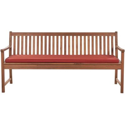 Banque de jardin Beliani 3 places bois d'acacia FSC coussin rouge - Mobilier de jardin - Publicité Banque de jardin Beliani 3 places bois d'acacia FSC coussin rouge - Mobilier de jardin - Publicité