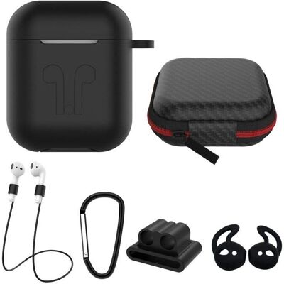 Apple AirPods Silikonhülle - Schwarz - 6in1 Zubehör Apple AirPods Silikonhülle - Schwarz - 6in1 Zubehör