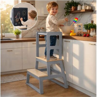 Baby Vivo - Learning Tower - Grau - Holz - Learning Tower Baby Vivo - Learning Tower - Grau - Holz - Learning Tower