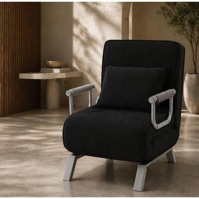 Makika - Ted - Schwarz - Leinen - Schlafsofa-Recliner Makika - Ted - Schwarz - Leinen - Schlafsofa-Recliner