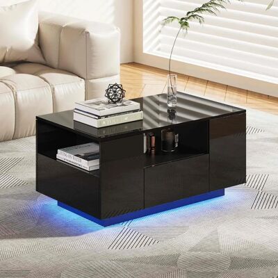 Makika E Modernes LED-Couchtisch mit Stauraum - Couchtisch Makika E Modernes LED-Couchtisch mit Stauraum - Couchtisch