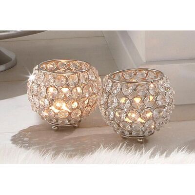 Home Affaire Kristall Kerzenhalter - 2er Set, Silber, 10cm Ø, Kerzenhalter Home Affaire Kristall Kerzenhalter - 2er Set, Silber, 10cm Ø, Kerzenhalter