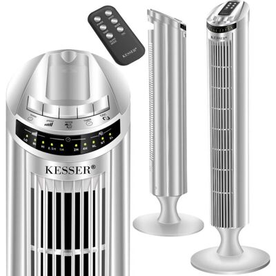 Ventilatore torre KESSER con telecomando - Display LED - Risparmio spazio - Argento Ventilatore torre KESSER con telecomando - Display LED - Risparmio spazio - Argento